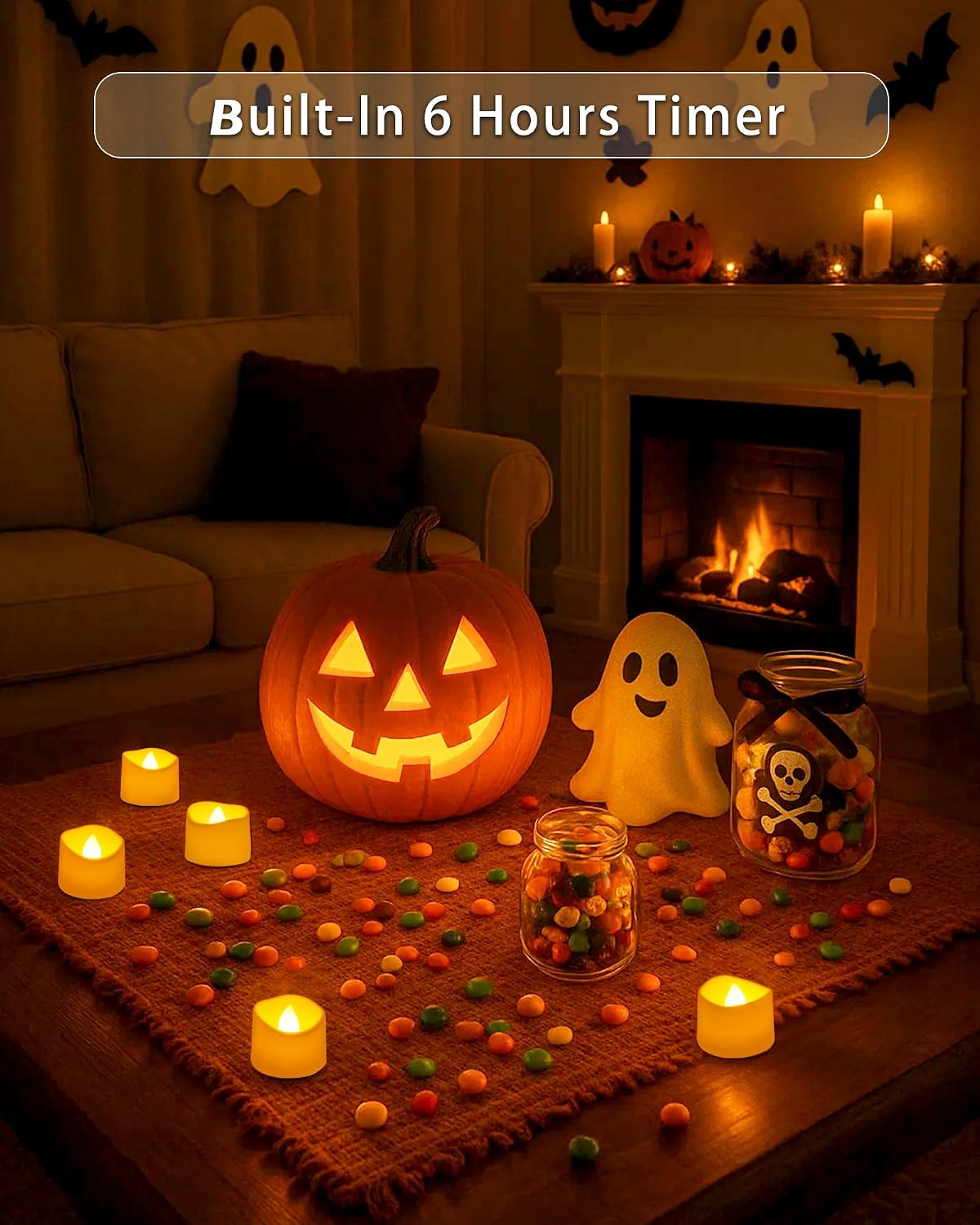 Raycare Battery Operated Tea Lights with Timer, Realistic Votive Candle