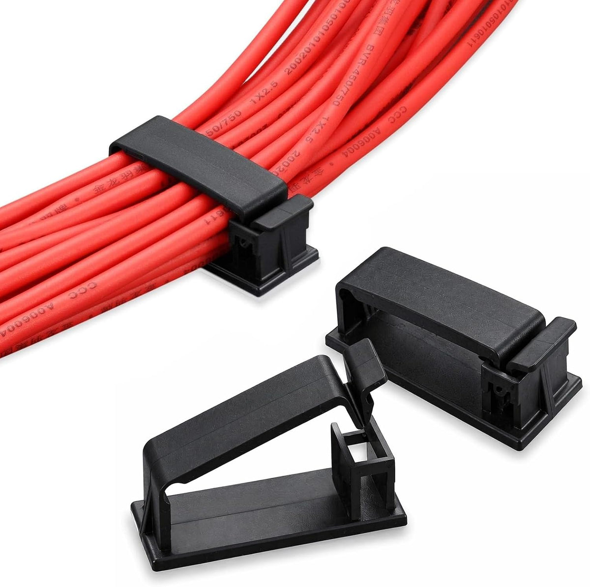 50Pack Self Adhesive Cable Management Clips, Cable Organizers Wire Clips Cord Holder for TV PC Laptop Ethernet Cable Desktop Home Office Indoor/Outdoor
