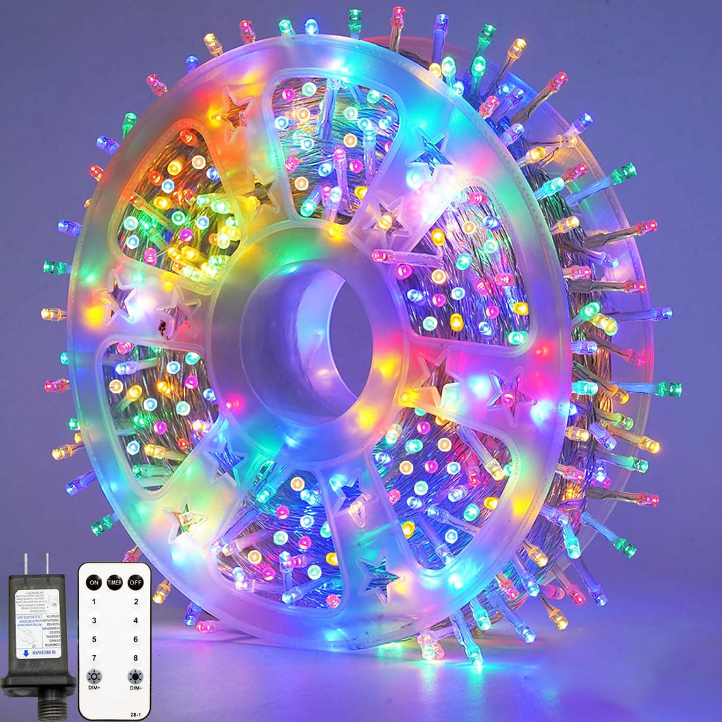 500 LED Christmas String Lights Outdoor Indoor, 164ft Connectable Stronger Clear Wire, Twinkle Fairy Lights Plug in with Remote for Christmas Tree, Bedroom, Classroom, Holiday Decorations(Multicolor)