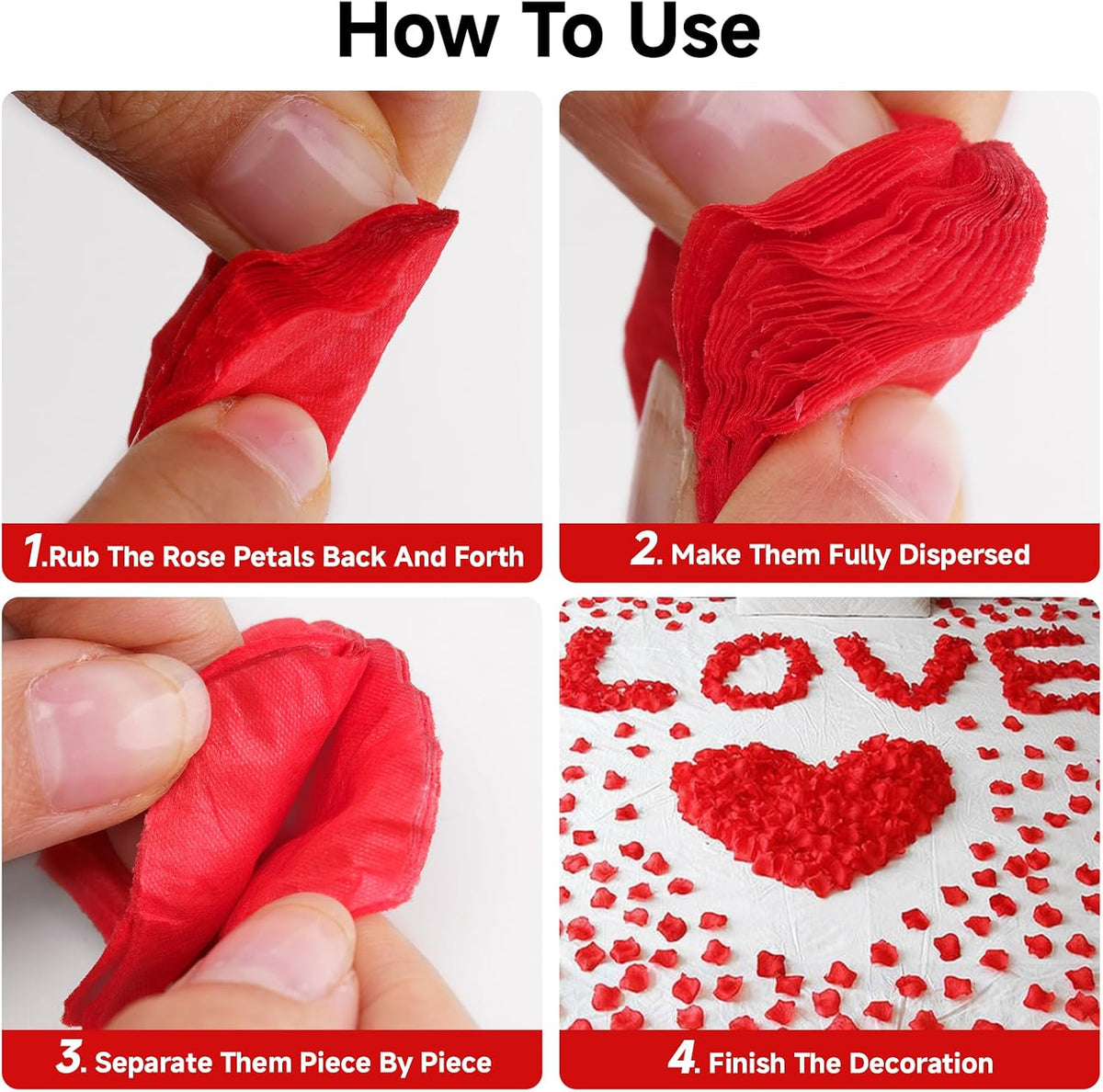 Anwyll 3000Pcs Red Rose Petals - Artificial Faux Flowers Fake Rose Petals for Wedding Proposal Engagement Romantic Night Anniversary Valentine's Galentine's Day Decoration Home Room Party Decor