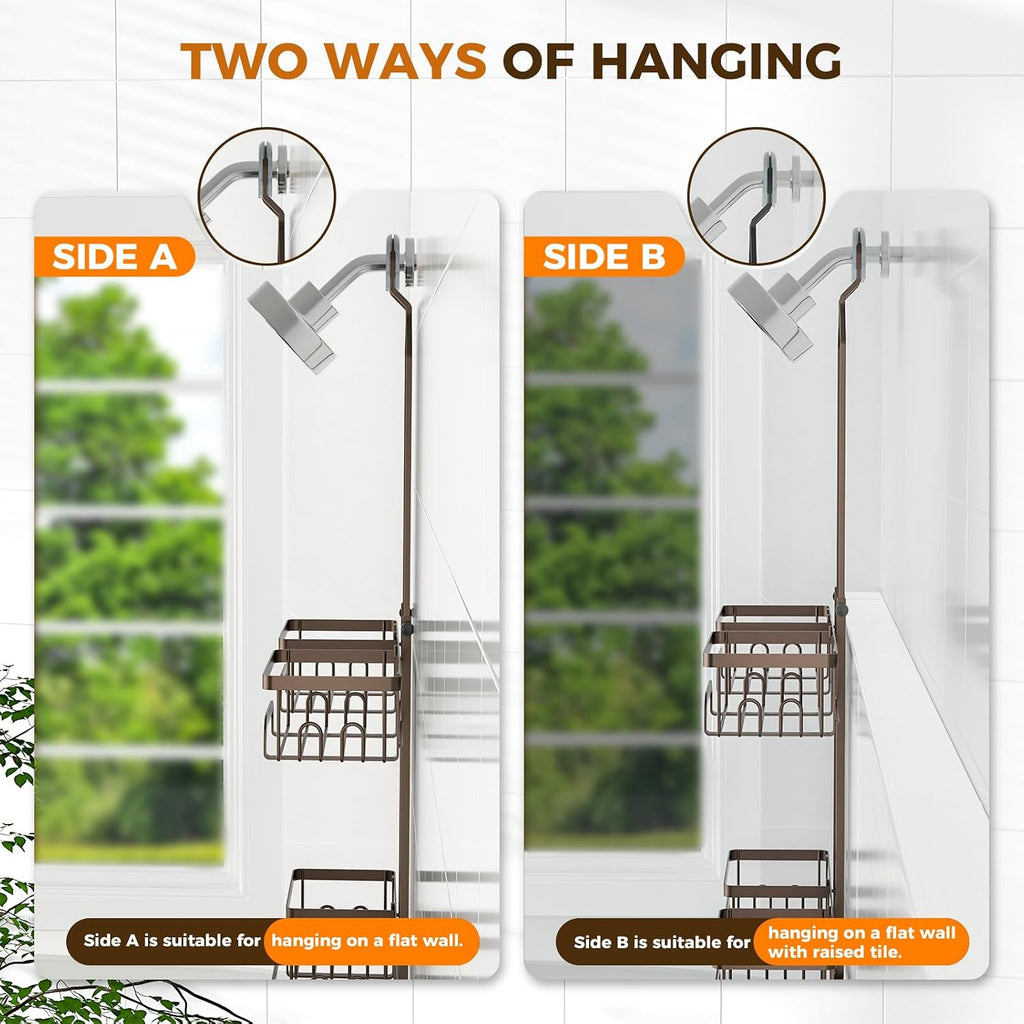 REINHARDT Split Shower Caddy Hanging for Handheld Showerheads, Bronze