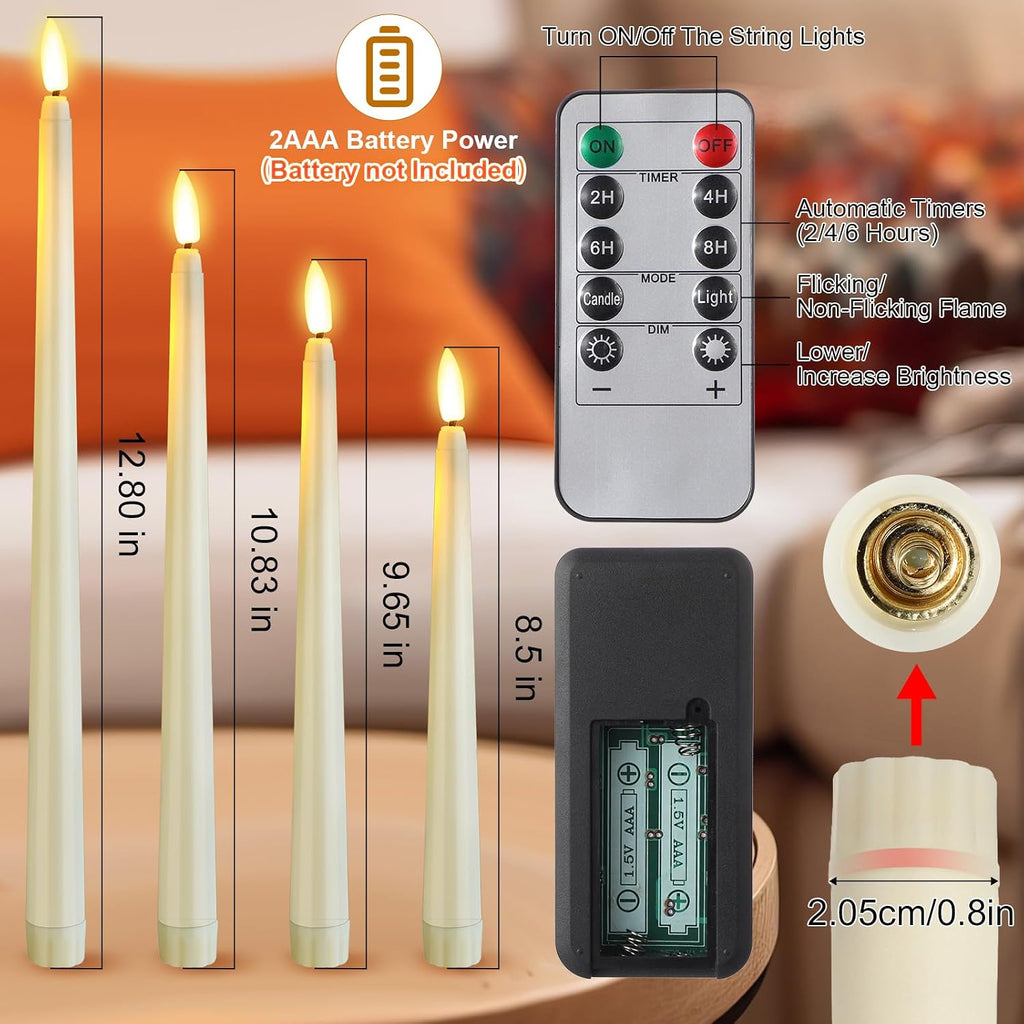 Rossesay 28 Pcs Flameless Taper Candles with Timer Remote, Warm White