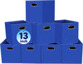 Fabric Cubby Storage Bins,13x13x13 Inches,Cube Organizer Bin Foldable Storage Boxes with Dual Handles Fabric Organizer Box and collapsible Storage basket,Set of 8,Dark Blue