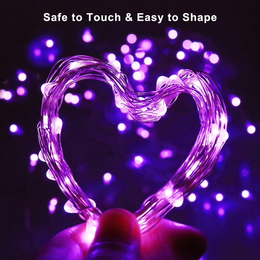 Blingstar USB Powered Fairy Lights, 2 Pack 33Ft 100 LED, Flexible Silver Wire, Mini String Lights for Christmas Tree/Halloween/Bedroom/Camping/Holiday Decoration, Purple