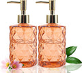 Orange Glass Soap Dispensers for Bathroom,2 Pack 12 Oz/330 ml