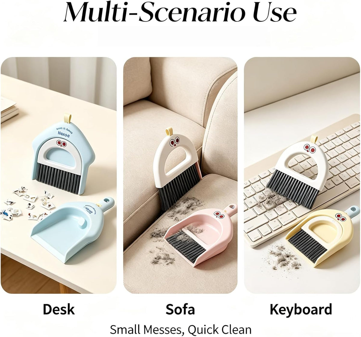2Pcs Small Dustpan and Broom Set Mini Dust Brush for Desk Keyboard Kitchen