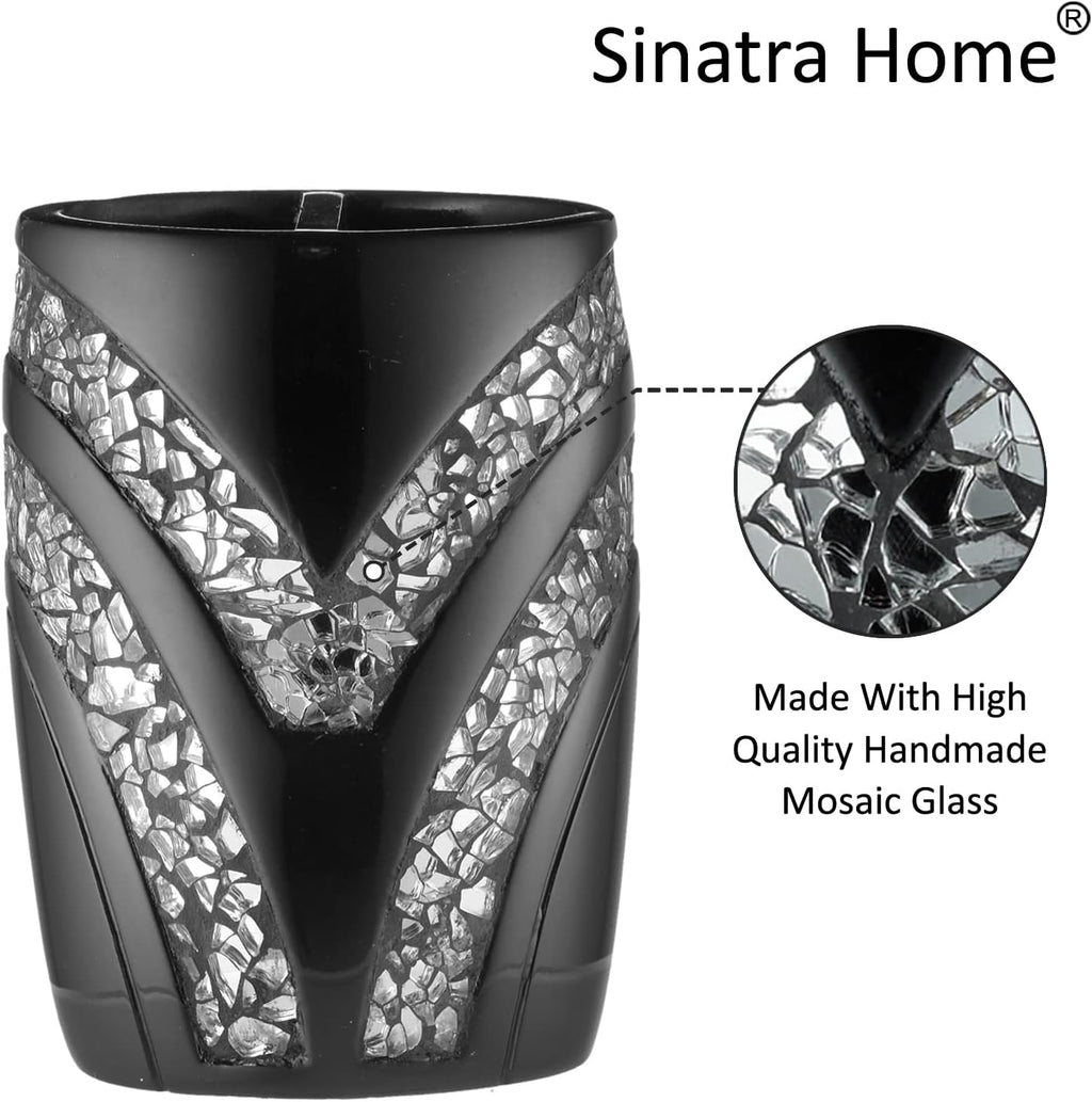 Zahari Home Sinatra Bath Tooth Brush Holder Modern Tooth Brush and Toothpaste Holder, Black