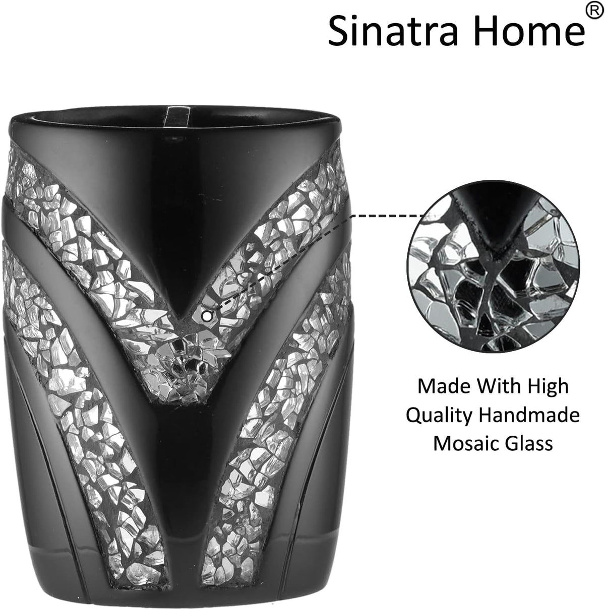 Zahari Home Sinatra Bath Tooth Brush Holder Modern Tooth Brush and Toothpaste Holder, Black