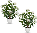 Hollyone White Artificial Camellia Tree 2Pcs Flower Plants Artificial Tree 23.6" Small Faux Camellia Plant in Pot Greenery Potted Plant for Indoor Outdoor Porch Front Door Office Home Decor