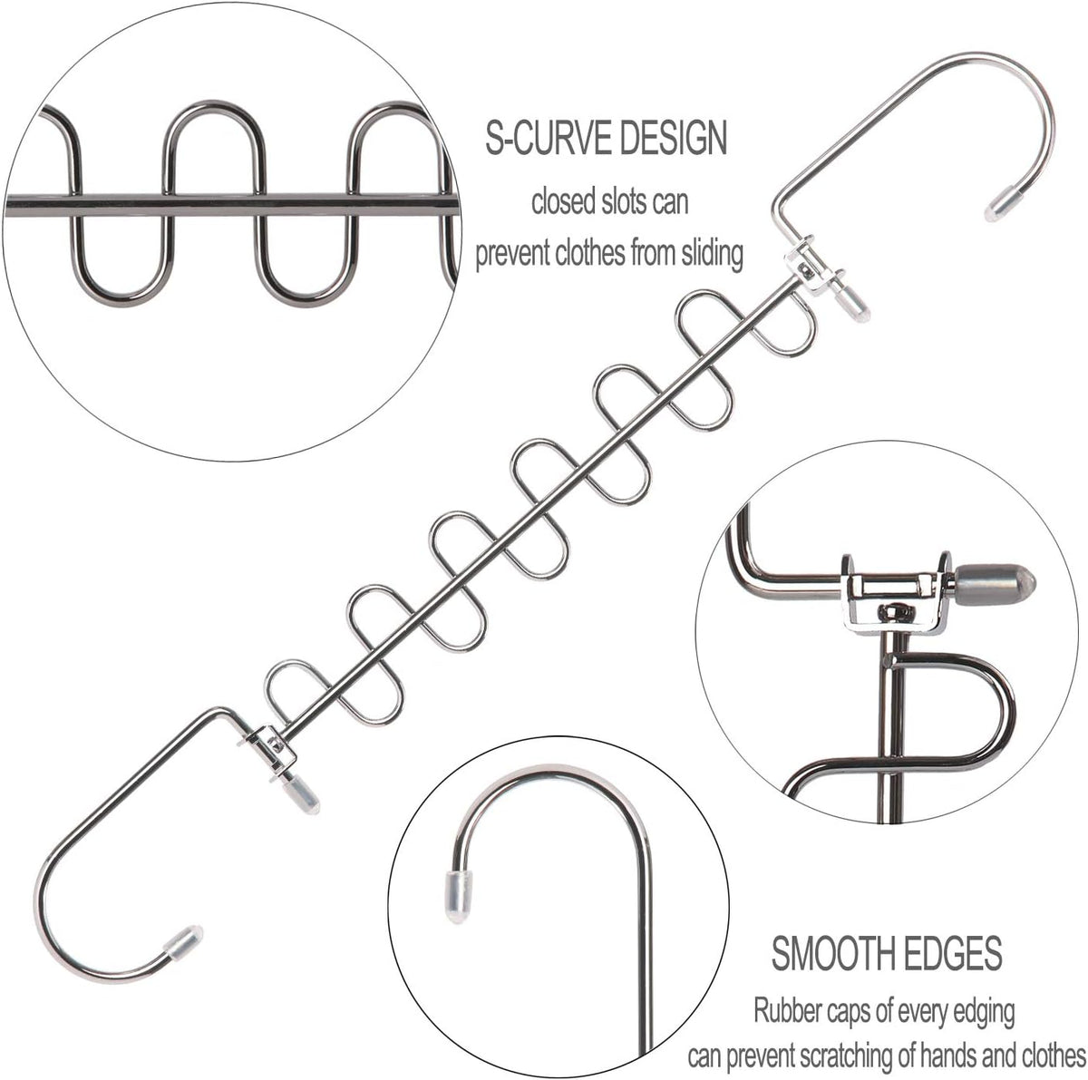 GEFTOL Metal Space Saving Hangers 12 Slots New Version Hanger Magic Cascading Hanger Closet Wardrobe Clothes Organizer(4 Pack)