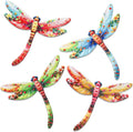 Junware Metal Dragonfly Wall Decor, 4Pcs Dragonfly Wall Art Sculptures Hanging Sculpture Decoration.Outdoor Fence Art for Home Garden, Fence, Patio, Yard, Bedroom Outside Gifts for Adults