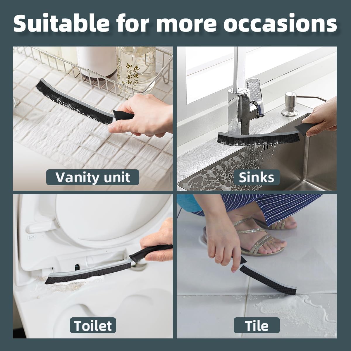 TQRR 2 Pcs Toilet Scrubber Brush, Bathroom Cleaning Brush with Hanging Hole