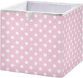 Kigai Polka Dot Pink Cube Storage Bins 11x11 inch Collapsible Fabric Storage Cubes Organizer Foldable Boxes Decorative Basket for Home Organizing