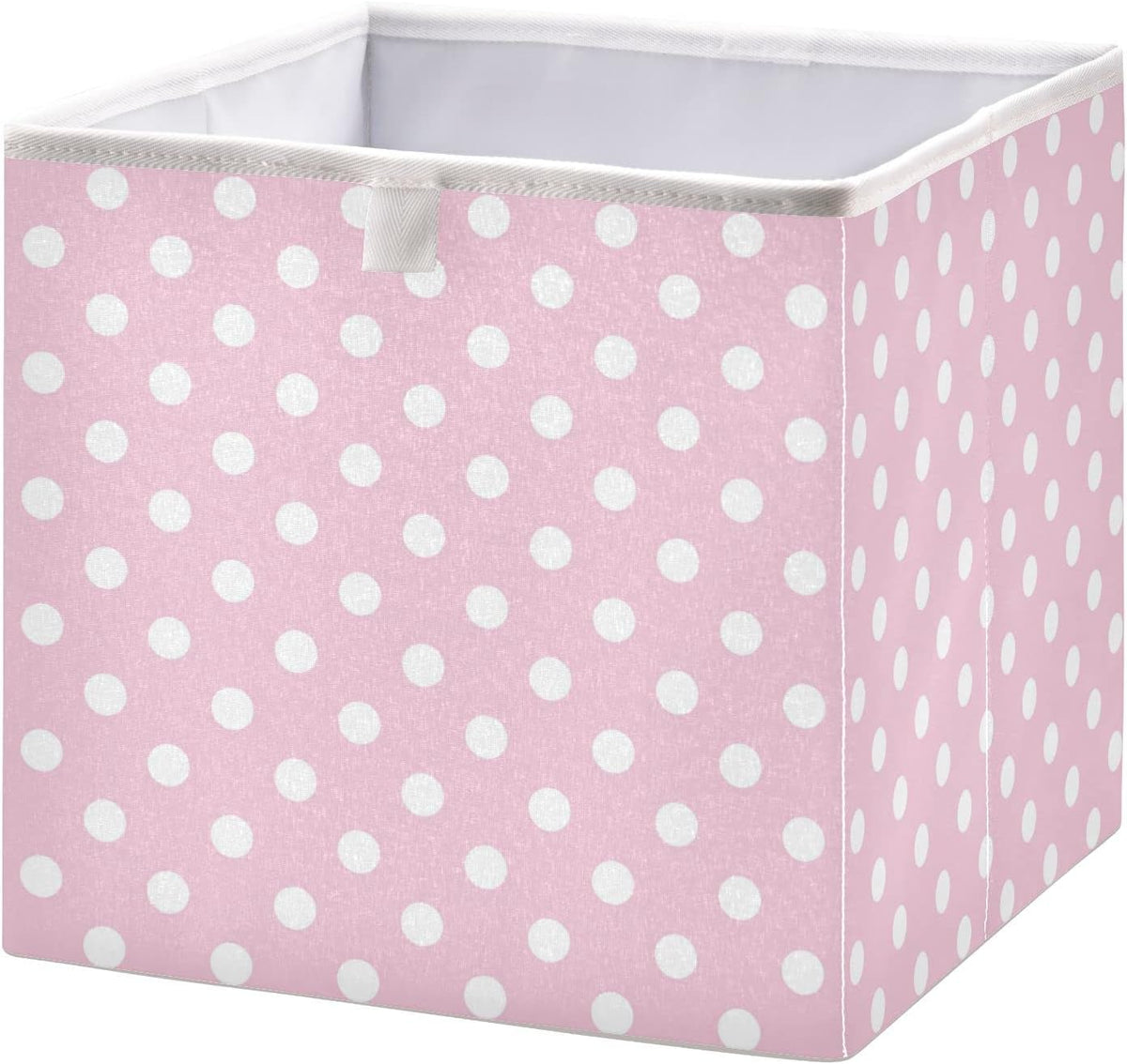 Kigai Polka Dot Pink Cube Storage Bins 11x11 inch Collapsible Fabric Storage Cubes Organizer Foldable Boxes Decorative Basket for Home Organizing