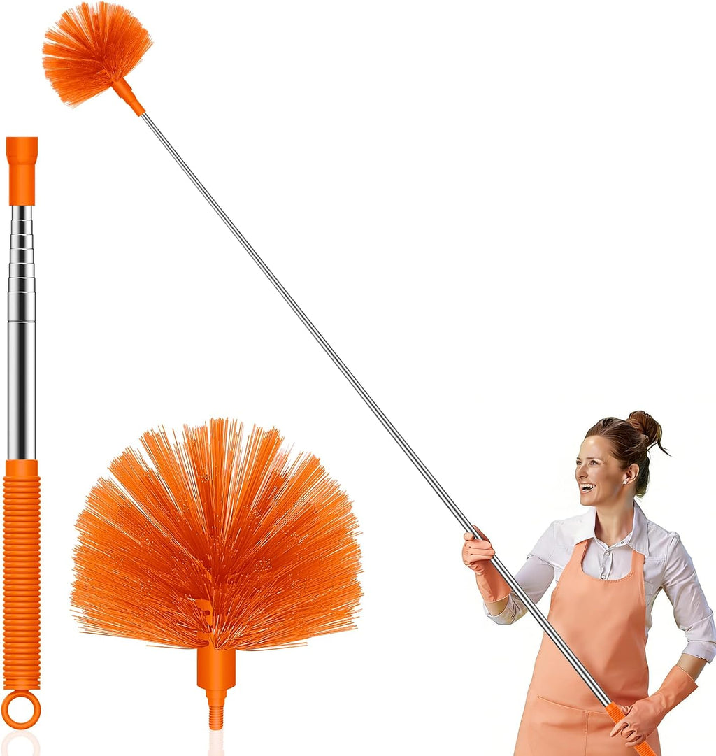 SetSail Cobweb Duster with Extension Pole, for Cobweb Cleaning, Orange