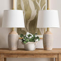 USumkky 21" Vintage Ceramic Table Lamps Set of 2 for Bedroom Rustic Cream