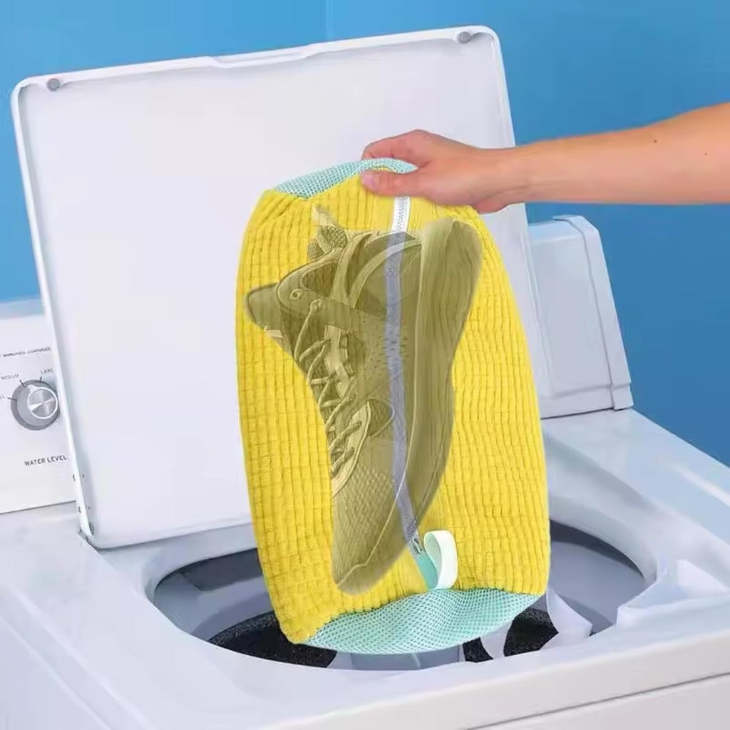 2PCS Shoe Washing Machine Bag, Reusable Shoe Cleaning Laundry Bag for Sneakers, Fits All Types & Sizes (Yellow)