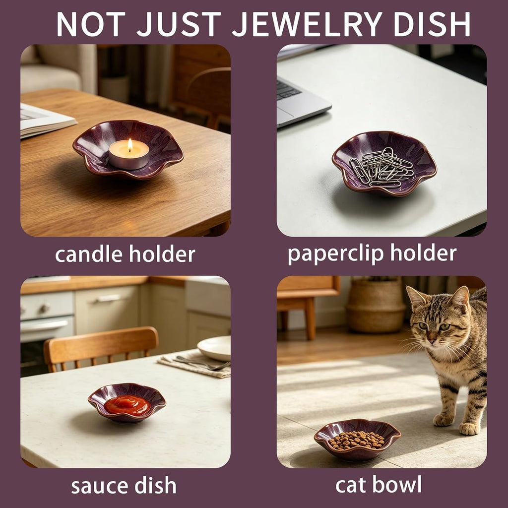BEUNAIZER Galaxy Purple Jewelry Dish Tray, Ring Dish, Ceramic Trinket Tray, Key Bowl, Aesthetic Nightstand Bathroom Room Decor Mothers Day Friendship Christmas Birthday Gifts for Women