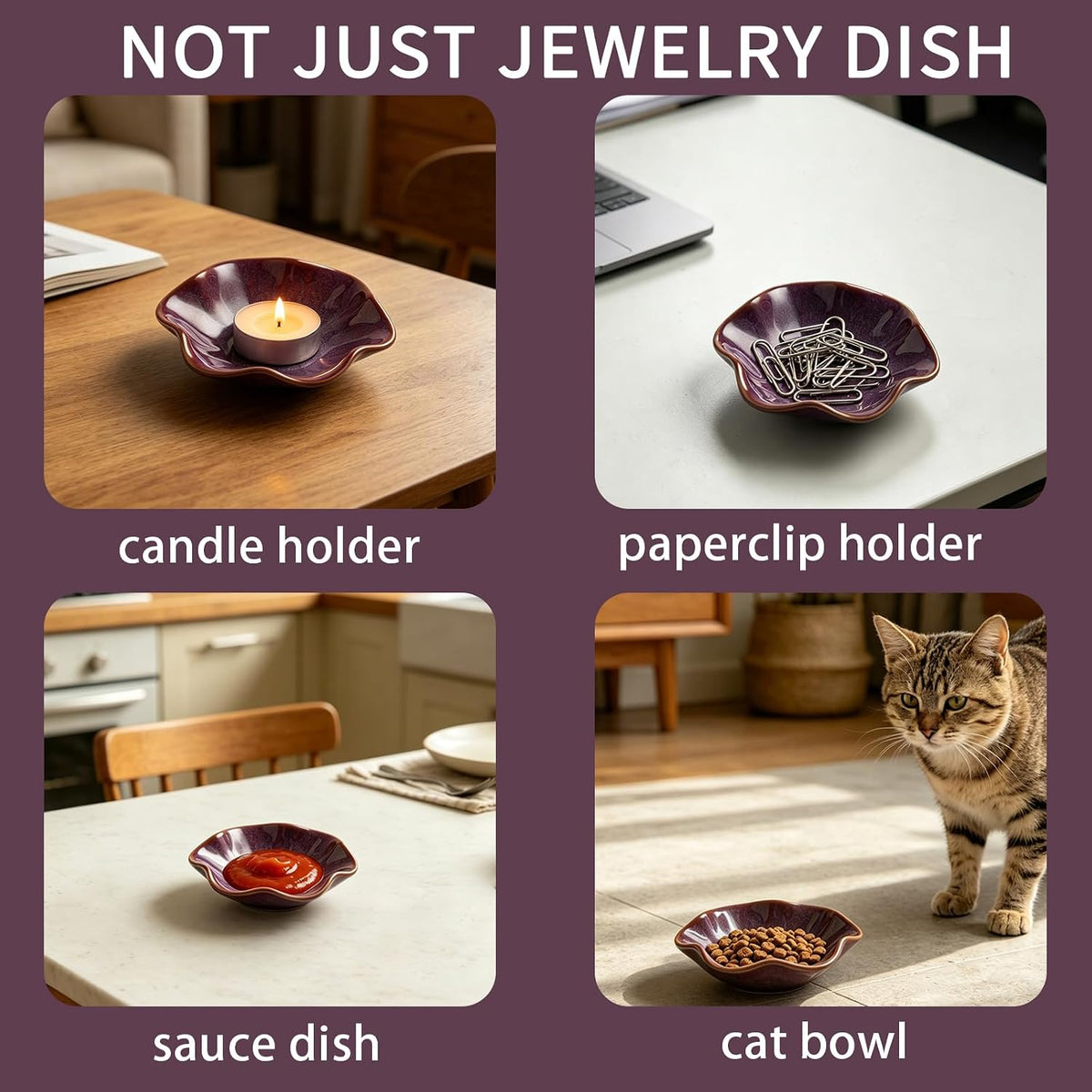 BEUNAIZER Galaxy Purple Jewelry Dish Tray, Ring Dish, Ceramic Trinket Tray, Key Bowl, Aesthetic Nightstand Bathroom Room Decor Mothers Day Friendship Christmas Birthday Gifts for Women