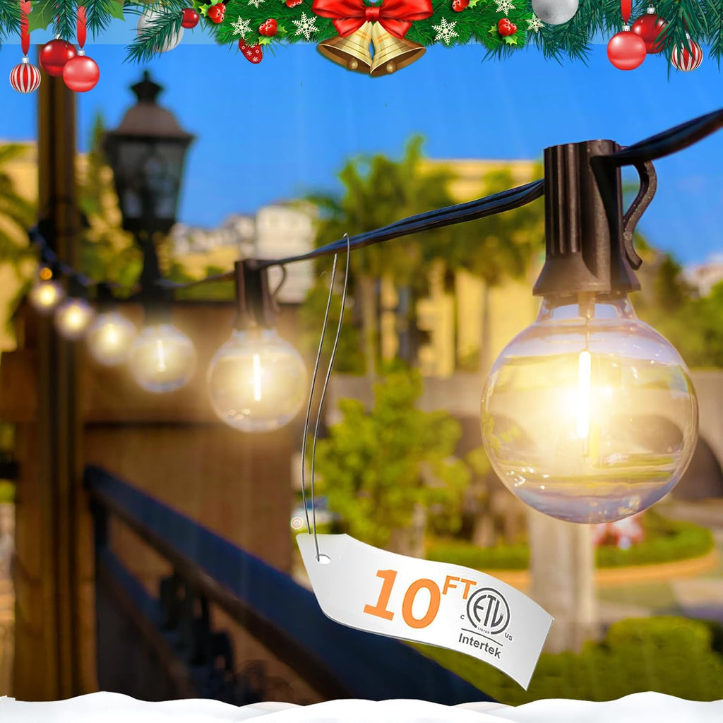 10FT LED Outdoor String Lights Waterproof Linkable for Patio Decor-SOLROS