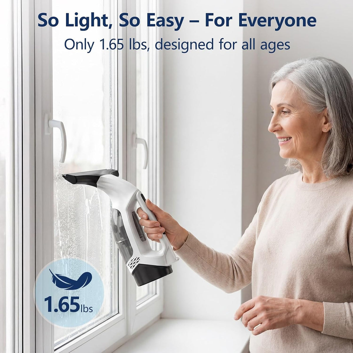 Window Vacuum Squeegee with Extendable Pole 31-40", Electric Cleaner Tool