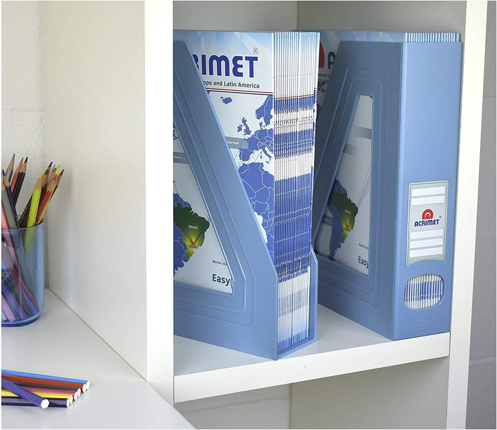 Acrimet Magazine File Holder, Vertical Desk Organizer, Solid Blue, 2 Pack