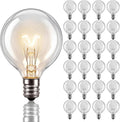 G40 Replacement Bulbs for Outdoor String Lights, 25 Pack 5 Watt Clear Glass Globe Incandescent Light Bulbs, E12 Candelabra Base, 2200K Warm White Vintage Edison Bulbs, Waterproof