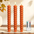 Pumpkin Taper Candles, Fall Flameless Candles, Halloween, Orange, Set of 3
