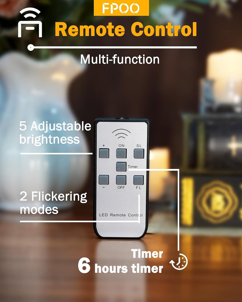 6PCS Rechargeable Flameless Tea Lights with Remote Timer, Votive Candles
