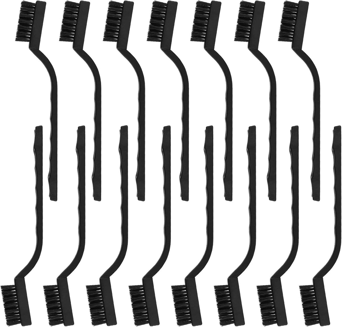Topbuti 15 Pcs Mini Nylon Wire Brush Set for Cleaning Welding Slag Rust, Wire Bristle Scratch Brush Set, Curved Handle Brushes
