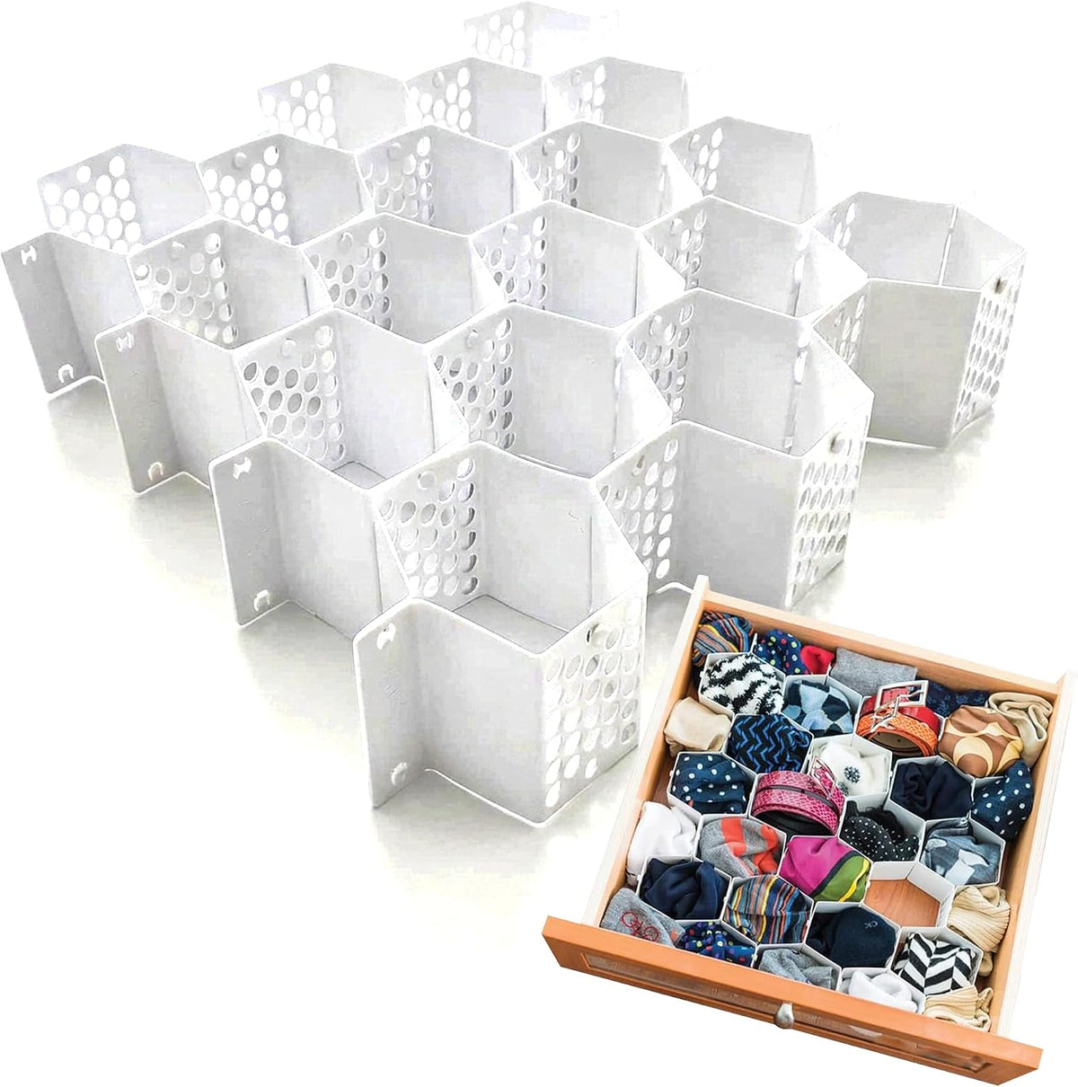 Honeycomb Drawer Organizer Storage Divider Socks Underwear Arts & Crafts Desk-2 Packs