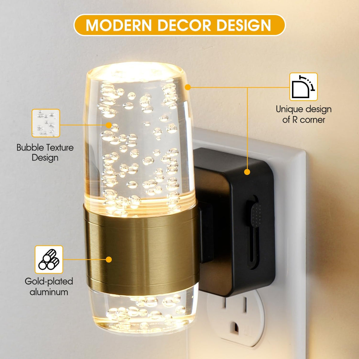 LED Night Light, Dimmable Night Lights Plug into Wall 2 Pack