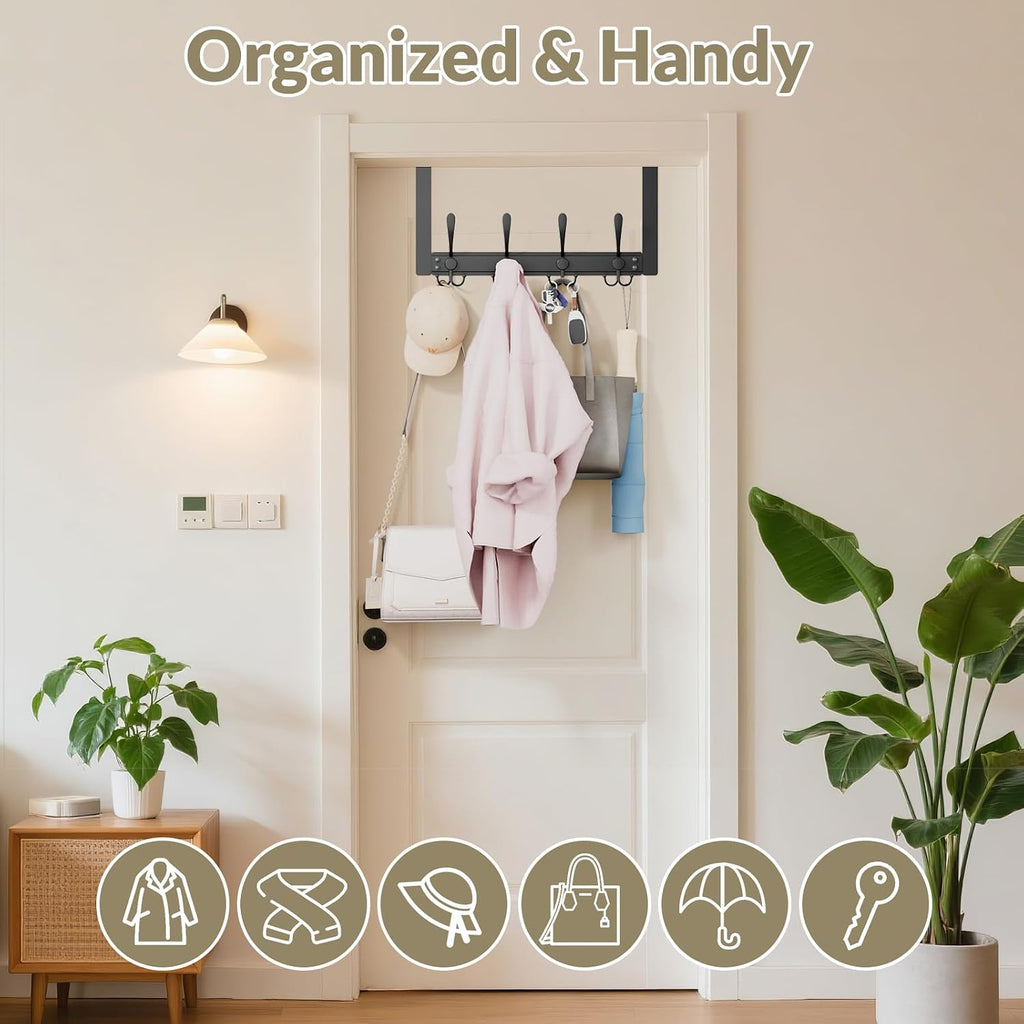Heavy Duty Over The Door Towel Rack for Bathroom, Black Door Towel Hanger