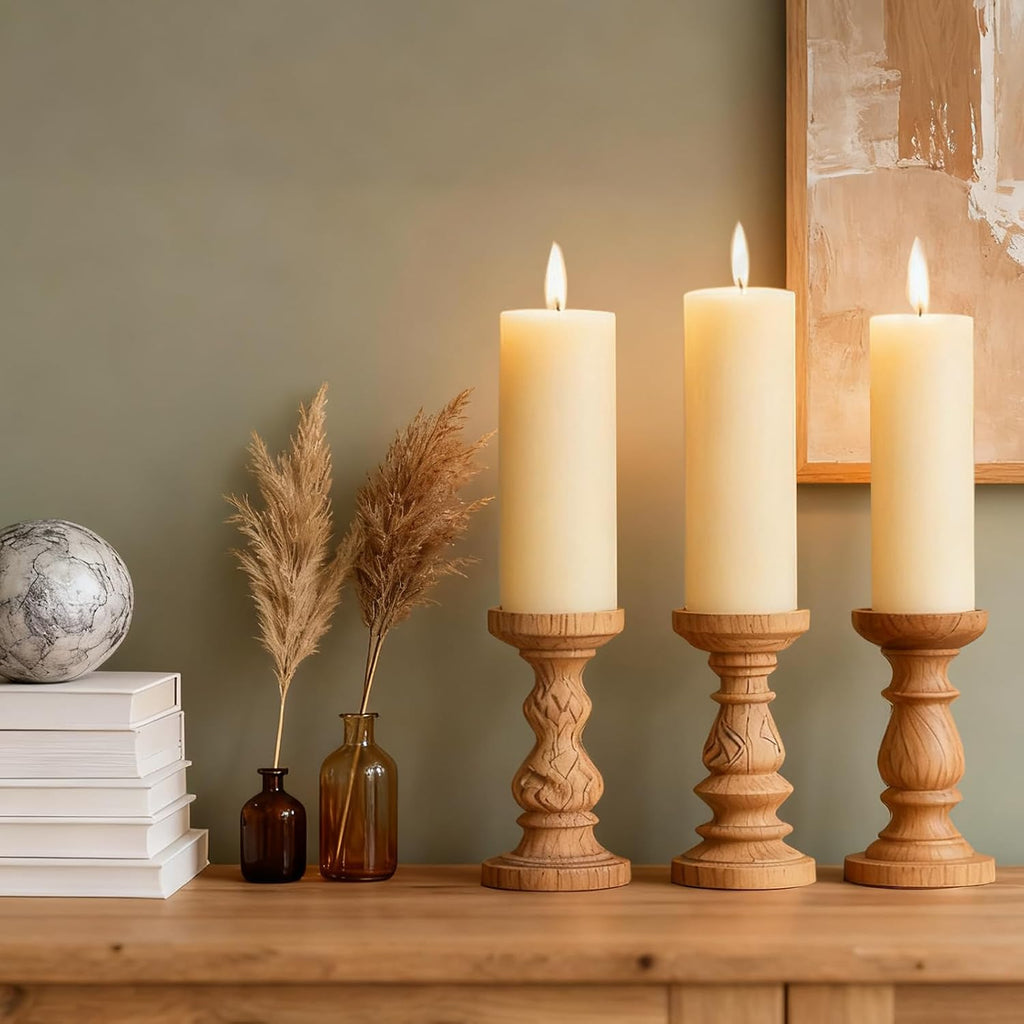 Pillar Candles Ivory 6 Pack, 2.8x8 Inch Unscented Candle