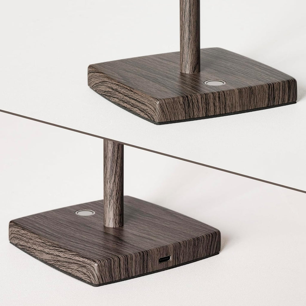 Cordless Rechargeable LED Table Lamp Set of 2, Walnut