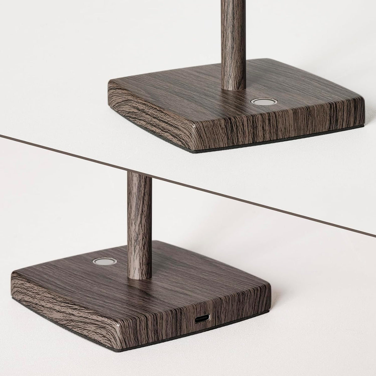 Cordless Rechargeable LED Table Lamp Set of 2, Walnut