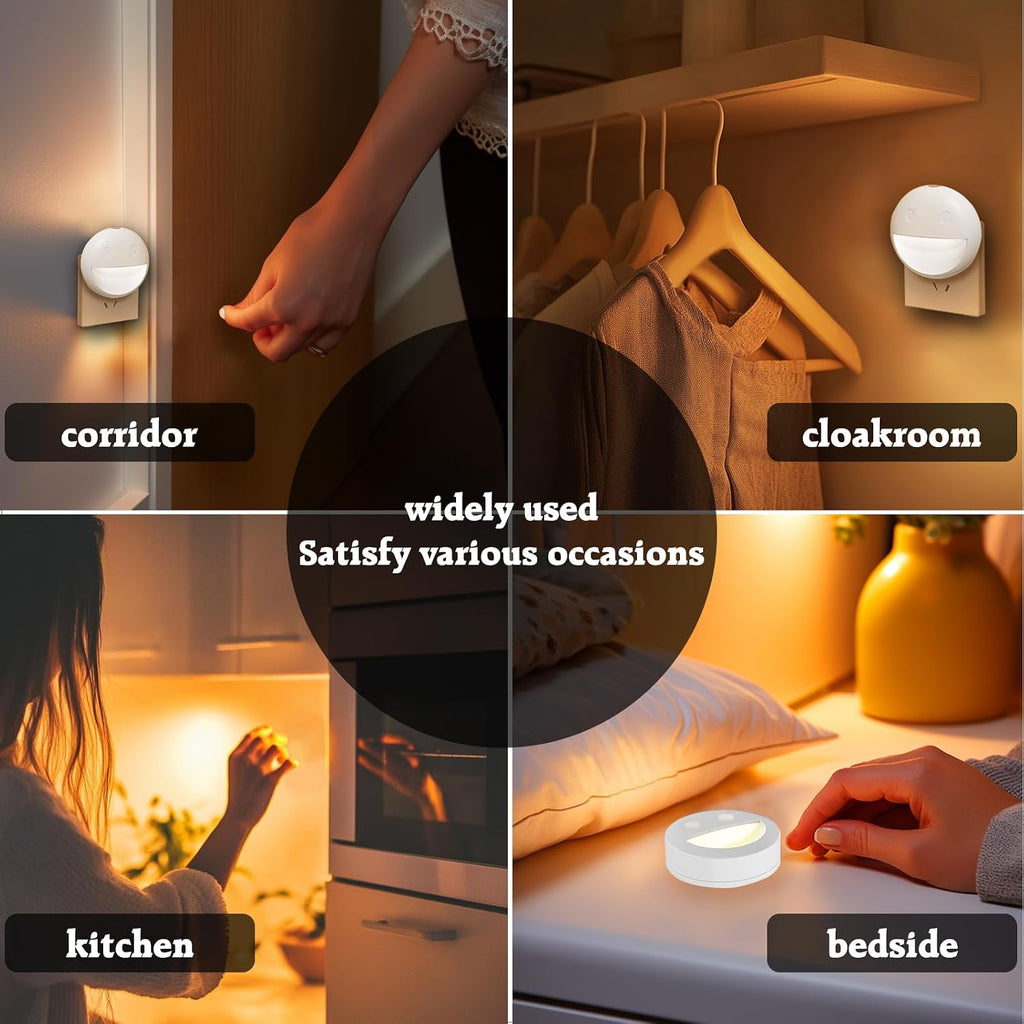 VAVOFO Plug in Night Light, 4 Pack, Smiley Face LED, Daylight White