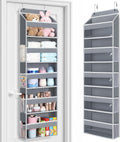 LAMU Over the Door Organizer, Large Capacity Behind the Door Storage with Clear PVC Windows, Back to School Supplies, Stuffed Animal Storage for Dorm Closet Nursery Bathroom Pantry, 5 Tier Grey