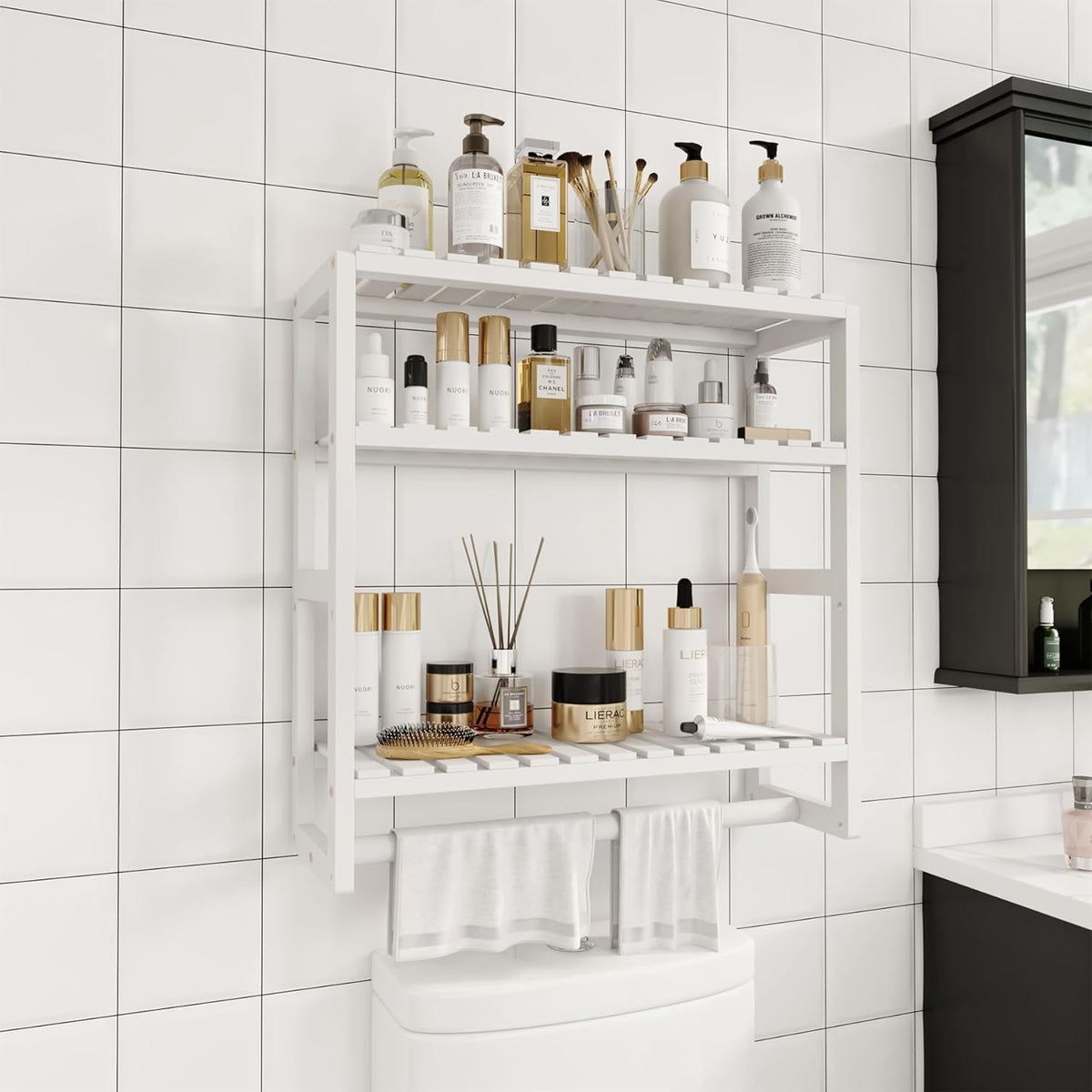 Galood Over The Toilet Storage Bathroom Shelves Wall Mounted 3 Tier White