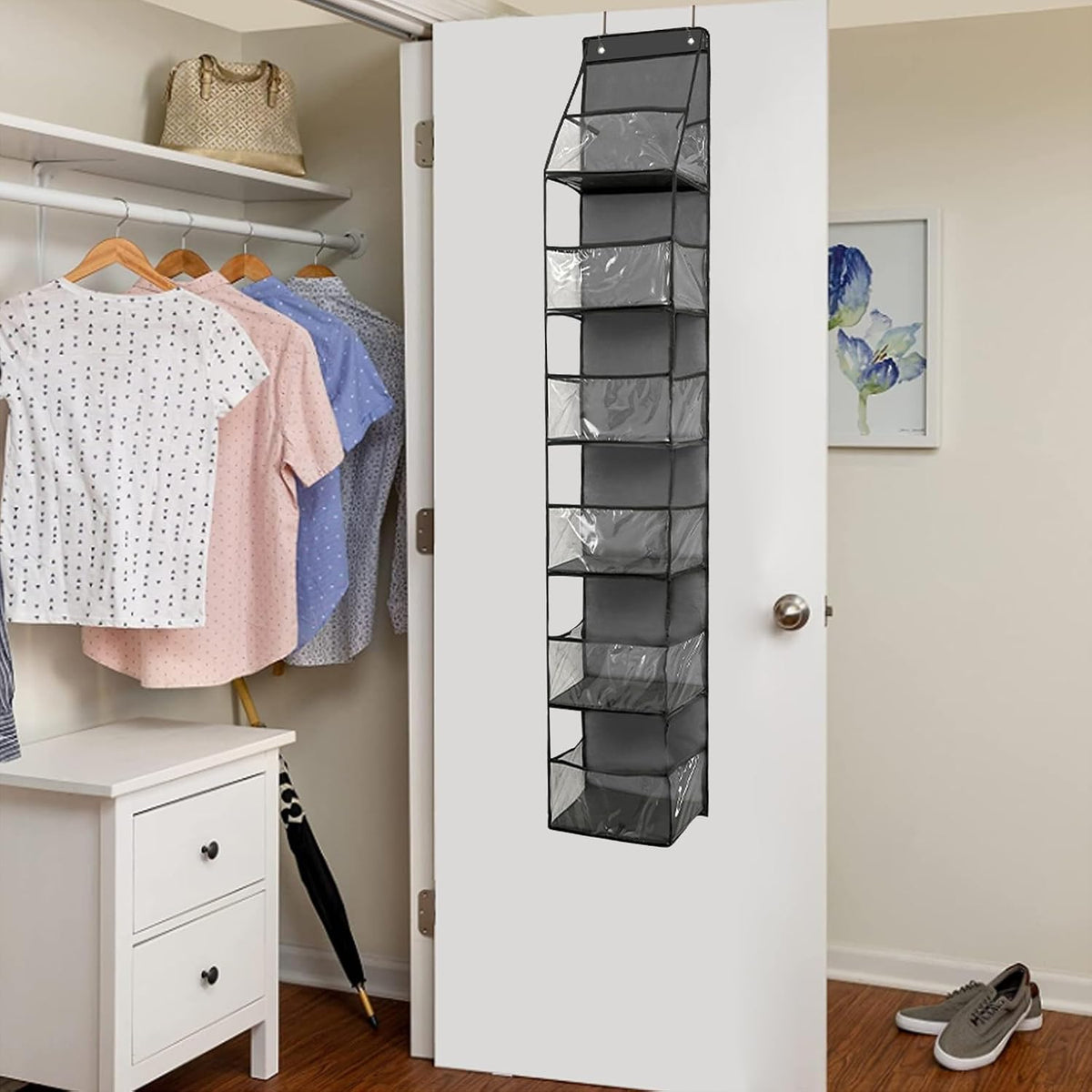 6-Shelf Over The Door Hanging Storage Closet Organizer (Grey)