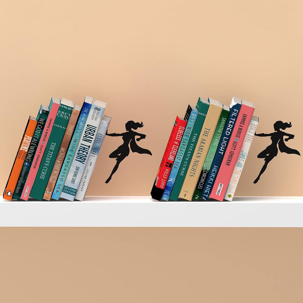 Decorative Bookends - Supergal 2X- Heavy Duty Metal Book Ends for Shelves