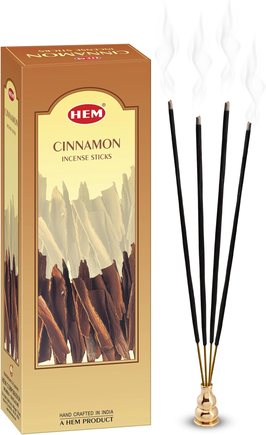 Hem Cinnamon Incense Sticks – Pack of 6 Hexa Boxes (120 Sticks Total) – Warm & Spicy Long-Lasting Aroma for Meditation, Relaxation & Home Fragrance