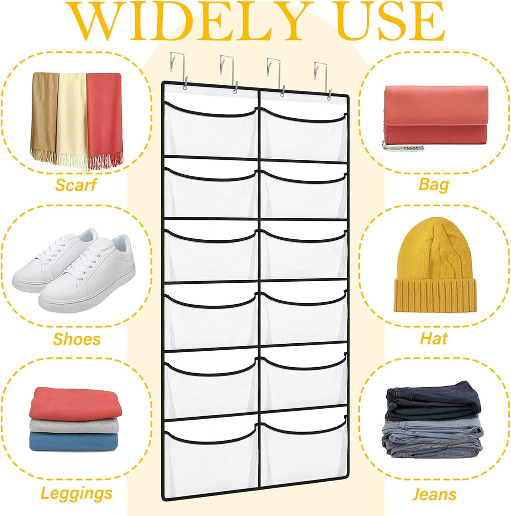 Yookeer Over The Door Hoodie Organizer 12 Large Mesh Sweatshirt Organizer
