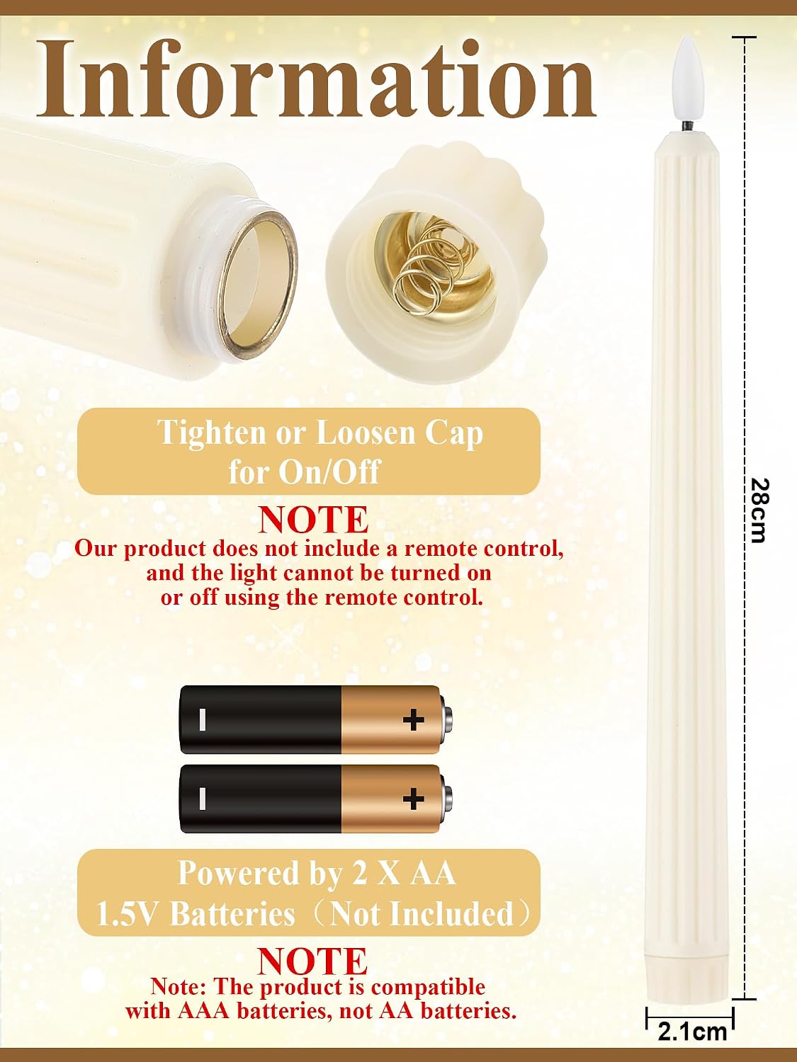 50 Pcs 11 Inch Flameless Taper Candles LED Candles Bulk, Roman Style, Ivory
