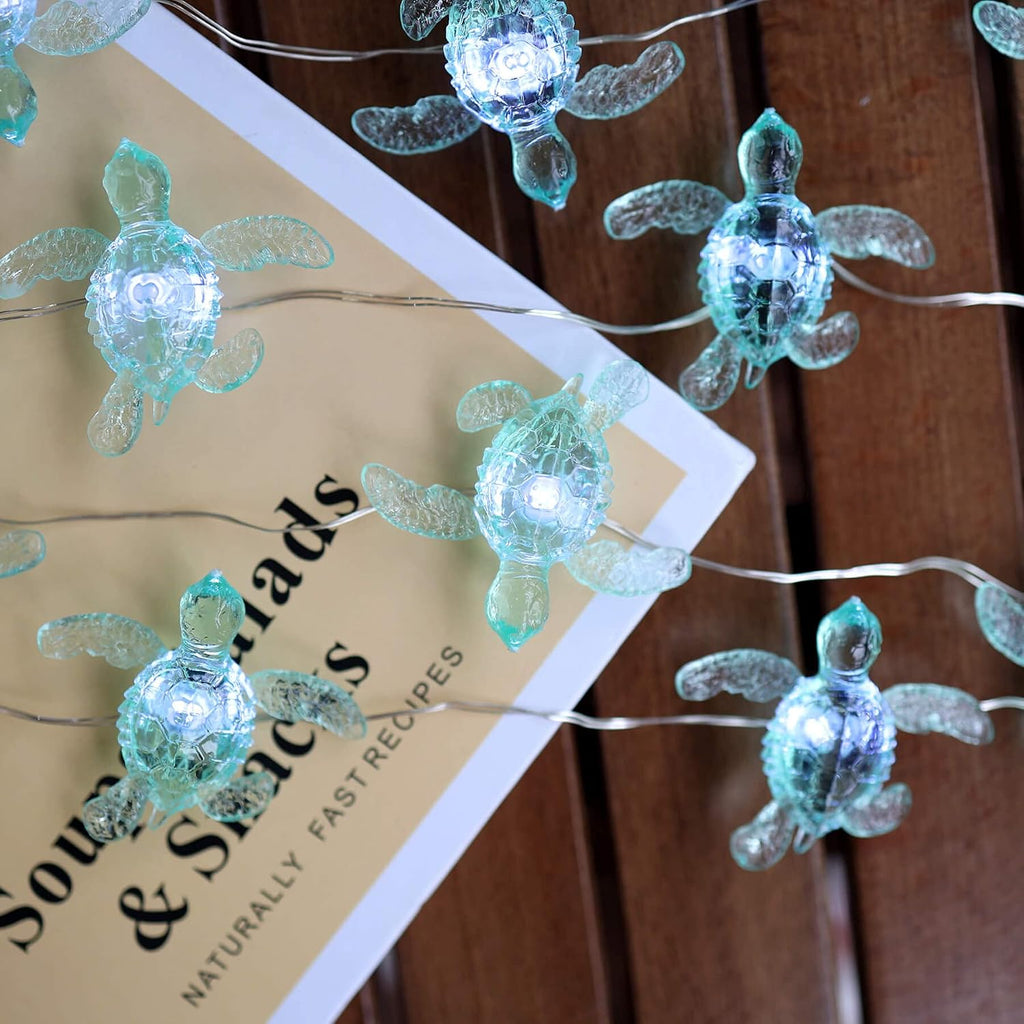 Beach Theme -Cute Green Sea Turtle String Lights- Ocean Fairy Decorative Lights- 10ft 30 LEDs -USB Powered -Multi-Function- Remote Control-Christmas -House Party- Bathroom -Baby Shower Decor