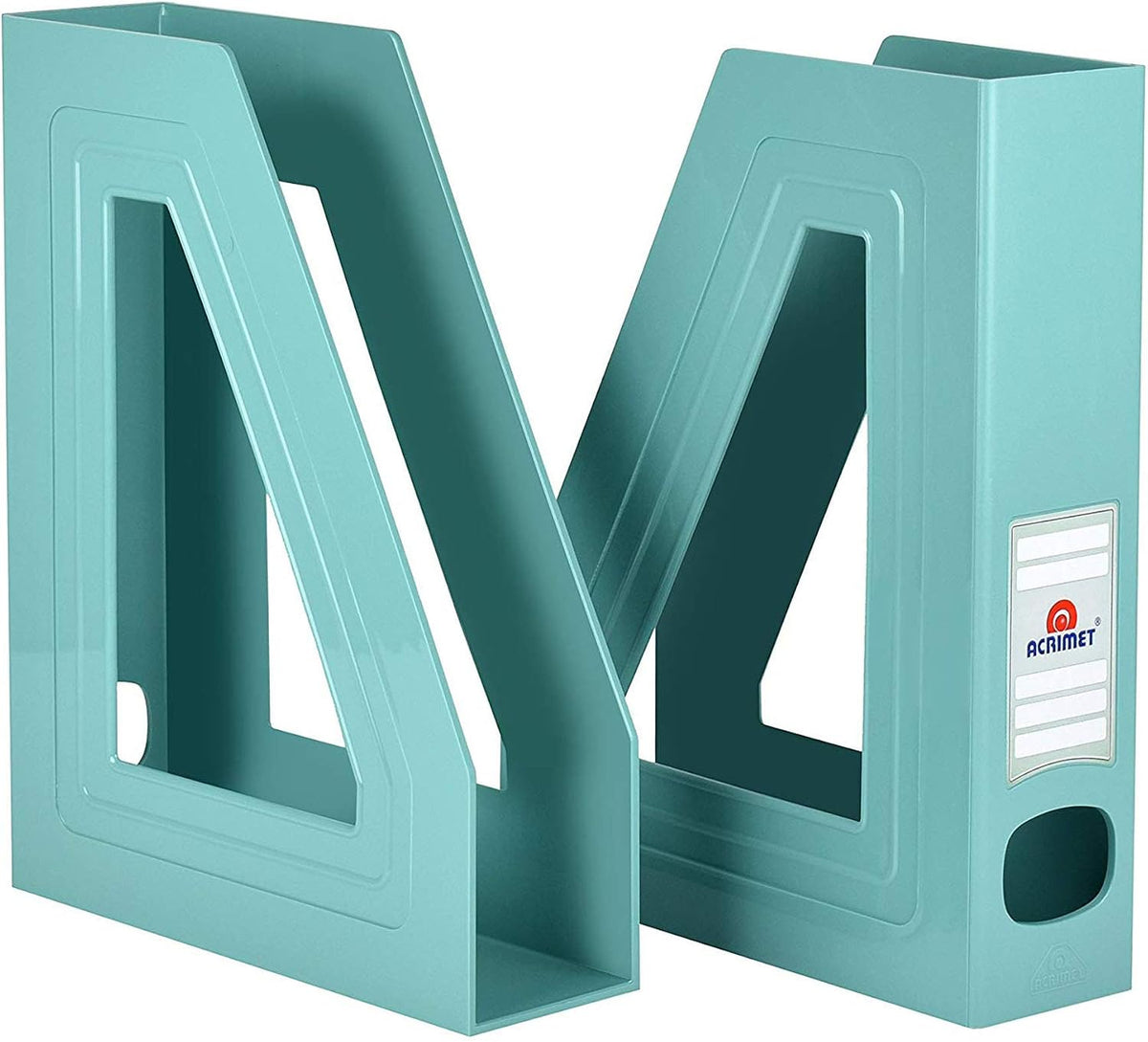 Acrimet Magazine File Holder, Vertical Desk Organizer, Solid Green, 2 Pack