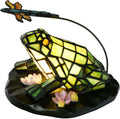 Bieye L12014 Frog and Dragonfly Tiffany Stained Glass Accent Table Lamp