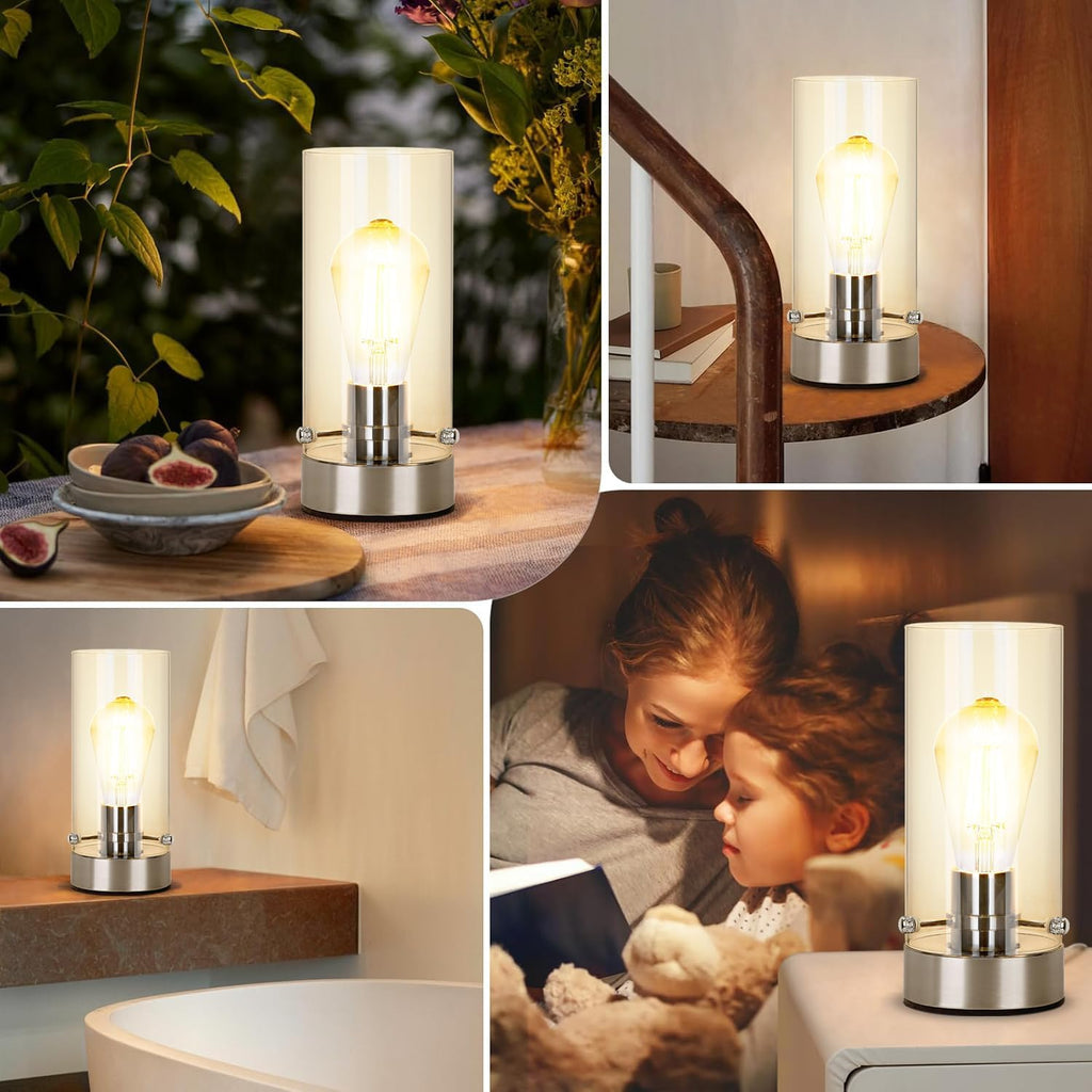 Table Lamp for bedroom, Modern Glass Lamp Bedside Lamps for Night stands