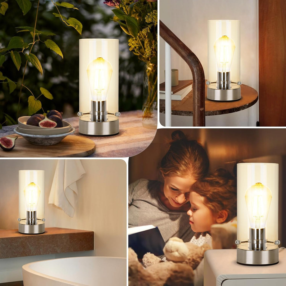 Table Lamp for bedroom, Modern Glass Lamp Bedside Lamps for Night stands