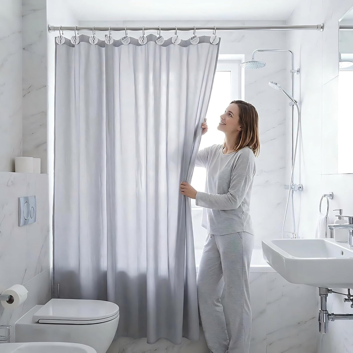 12 Pc Marble Shower Curtain Hooks Rustproof Resin Decorative Curtain Rings